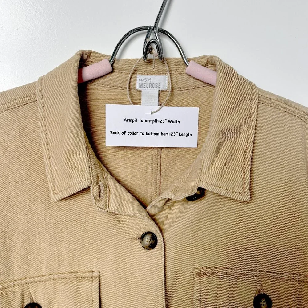West of Melrose Shacket Tan Women Size Large Long Sleeved - Picture 4 of 7